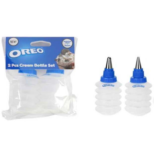 Set De Botellas Oreo Para crema Blanco Y Azul