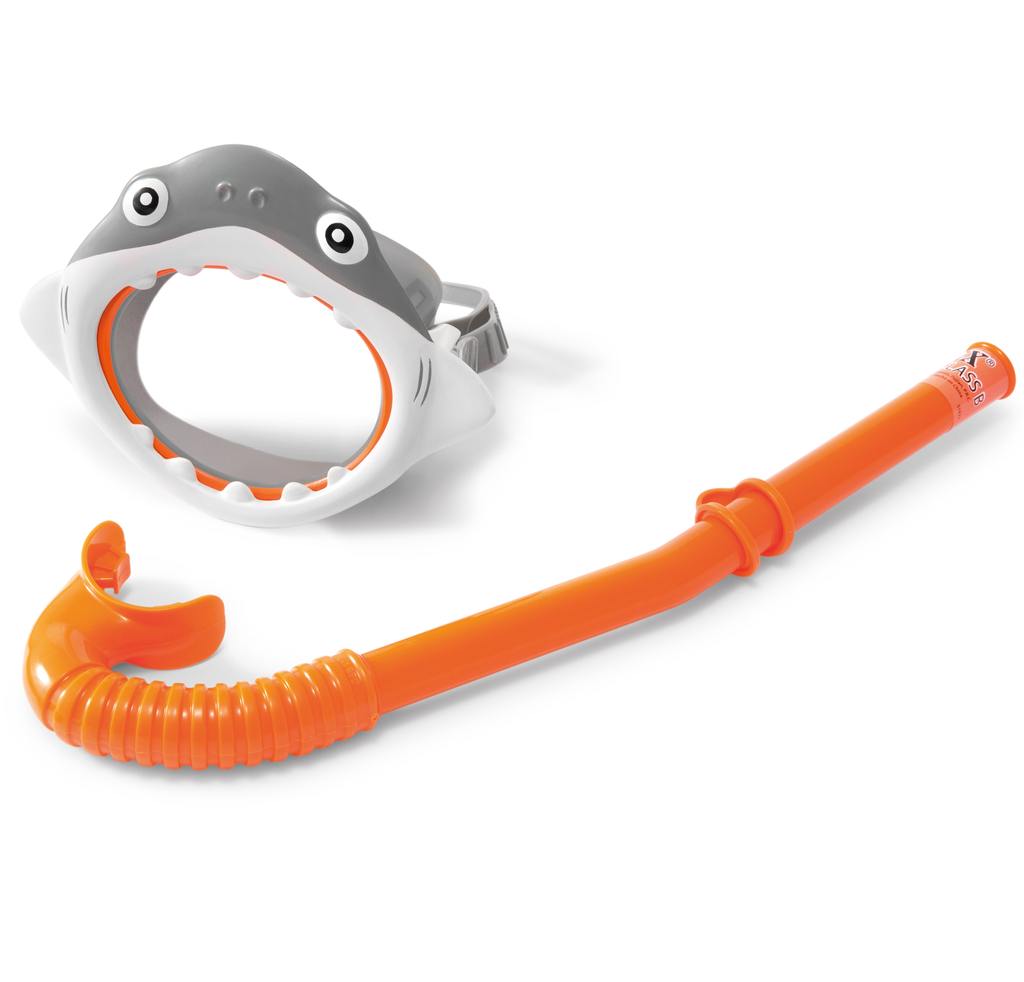 Set De Buceo Intex Tiburon Mascara Y Snorkel Gris Y Naranja