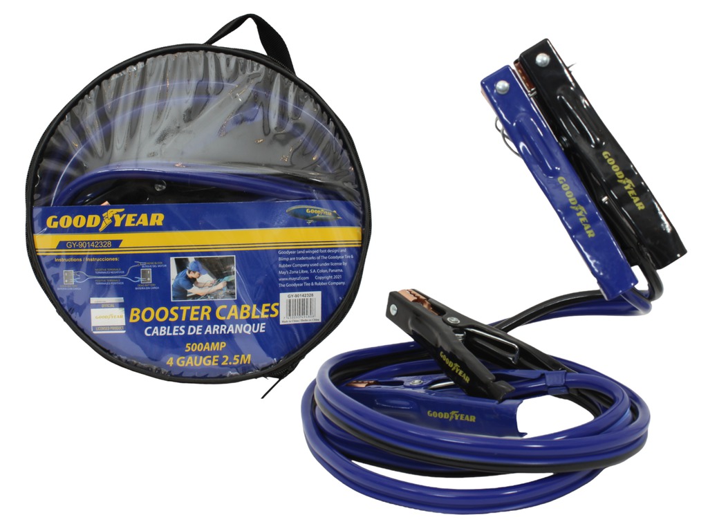 Set De Cables Auxiliares Para vehiculos Goodyear 500 Amp 2.5 Mts Azul