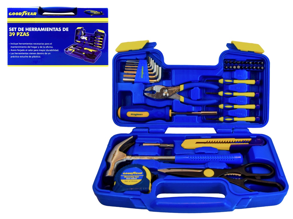 Set De Herramientas Goodyear 39 Pzas Azul Y Amarillo
