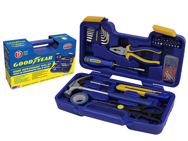 Set De Herramientas Goodyear 75 Pzas Azul Y Amarillo