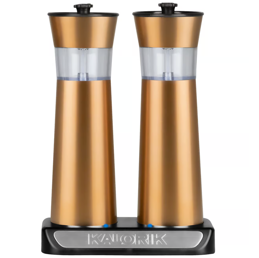Set De Molinos Electricos De Sal Y Pimienta Kalorik 2 Pzas Ajustable Con Base Cobre