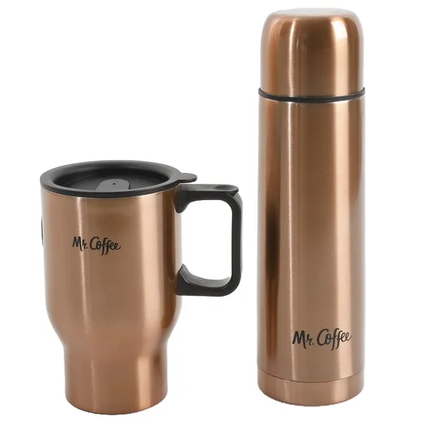 Set De Termo Y Taza Termica Mr Coffe Javelin Bronce
