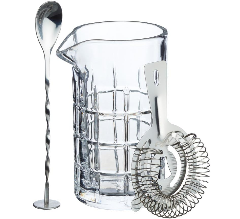 Set Mezclador De Coctel Kitchencraft BarCraft 500 Ml Con Efecto De Vidrio Tallado Transparente