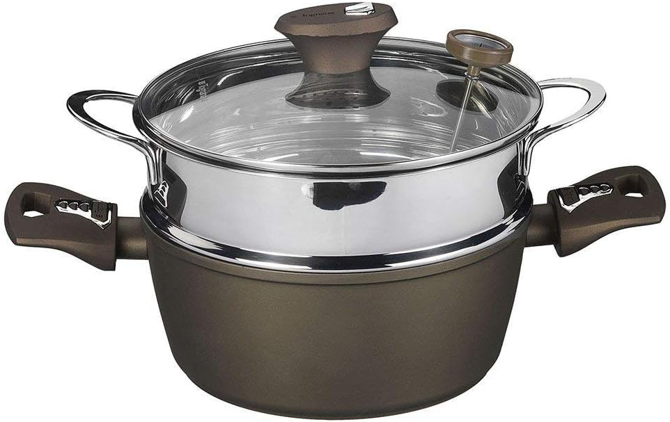 Olla Multifuncion Tognana Diamante Freidora Vaporera De Induccion Con Canasta Tapa Y Termometro Bronce