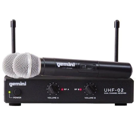 Sistema De Microfonos Gemini Inalambricos Con Doble Canal Y 2 Microfonos Negro