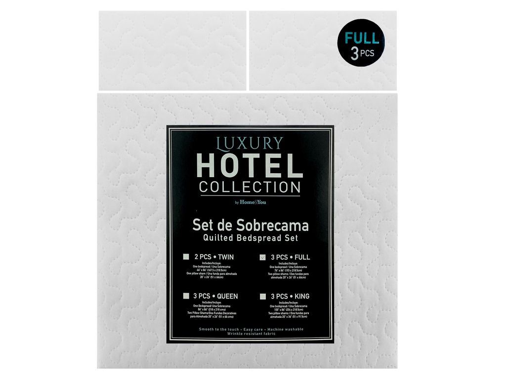 Sobrecama Luxury Full 3 Pzas Blanco