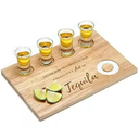 Tabla Para Servir Shots Tequila De Madera Marron