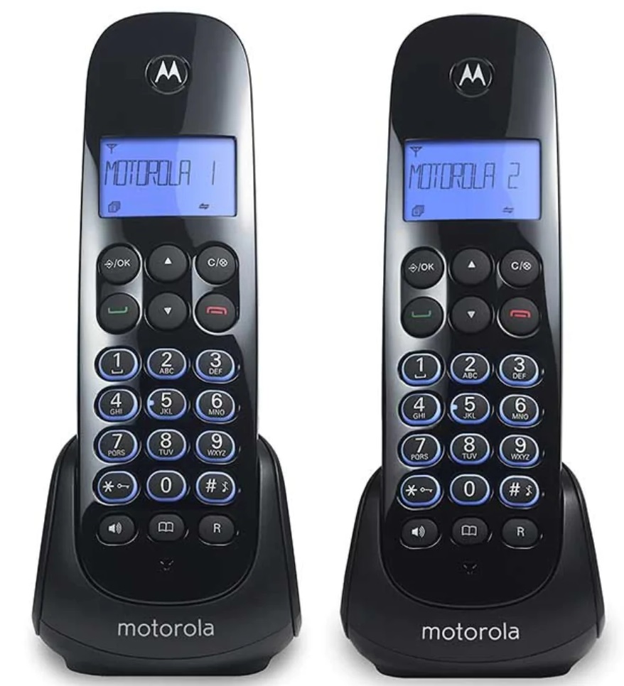 Telefonos Motorola (Par) Inalambricos Con ID De Llamadas Altavoz Contertador Digital Negro