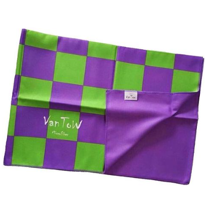Toalla Vantow Microfibra Grande Con Cuadros Verde Y Morado