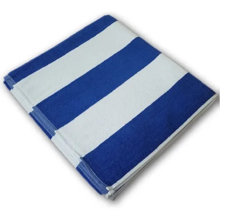Toalla Vantow Microfibra Grande Con Rayas Azul Y Blanco