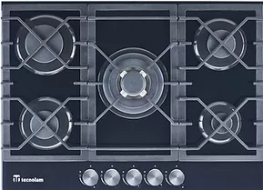 Tope A Gas 70 Cm Tecnolam Con Perillas Vitroceramica Negro