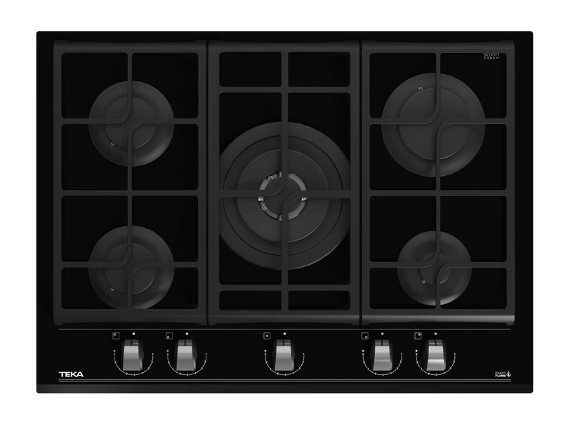 Tope A Gas 70 Cm Teka Vitroceramica Con Perillas Negro