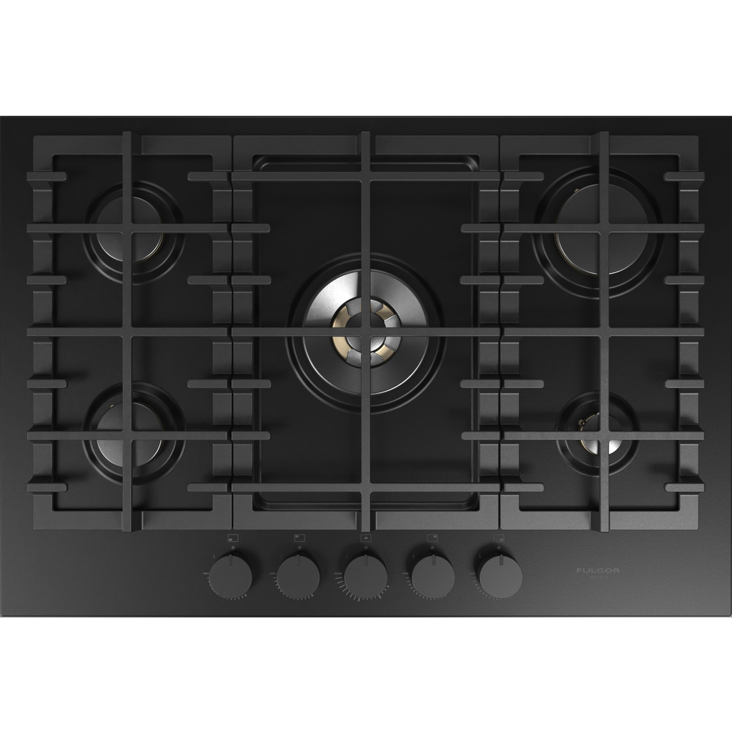 Tope A Gas 75 Cm Fulgor Urbantech Con Perillas Encendido Electrico Quemador De Control Dual Negro Mate