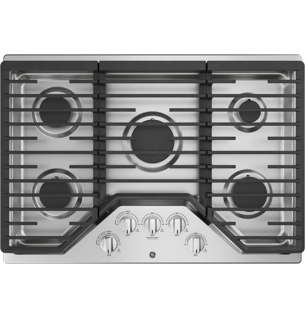 Tope A Gas 76 Cm GE Con Perillas Quemador Power Boil Y Quemador Max Empotrable Acero
