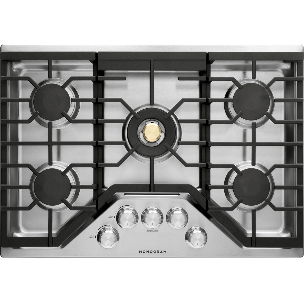 Tope A Gas 76 Cm Monogram Con Perillas Quemadores Doble Llama Triple Anillo Ignicion Electronica Empotrable Acero
