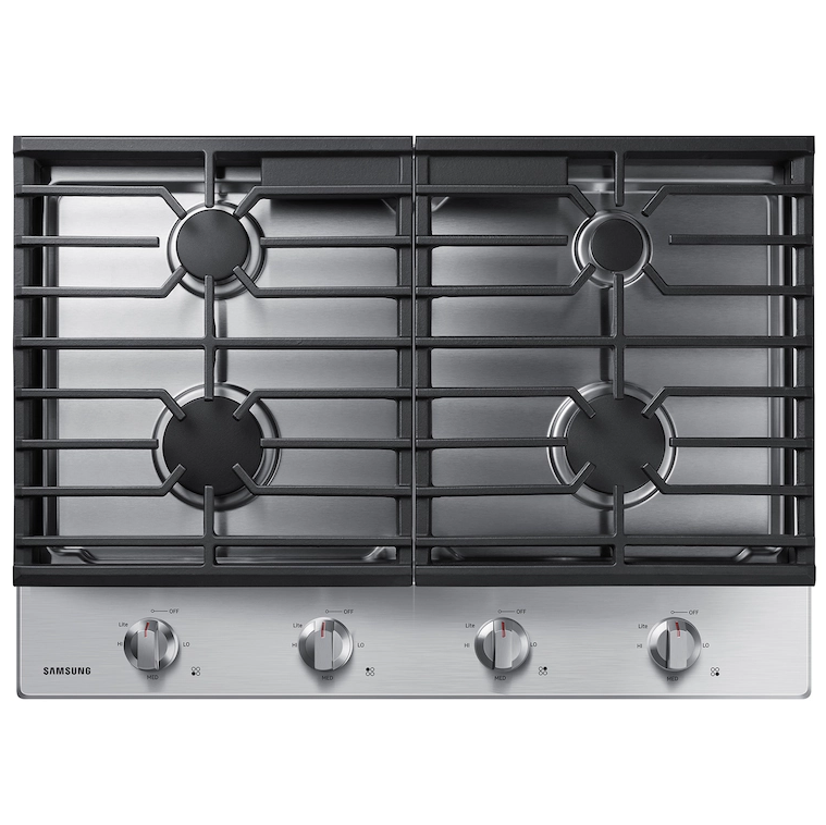 Tope A Gas 76 Cm Samsung Con Perillas Rejillas Continuas Y Quemadores Sellados Acero