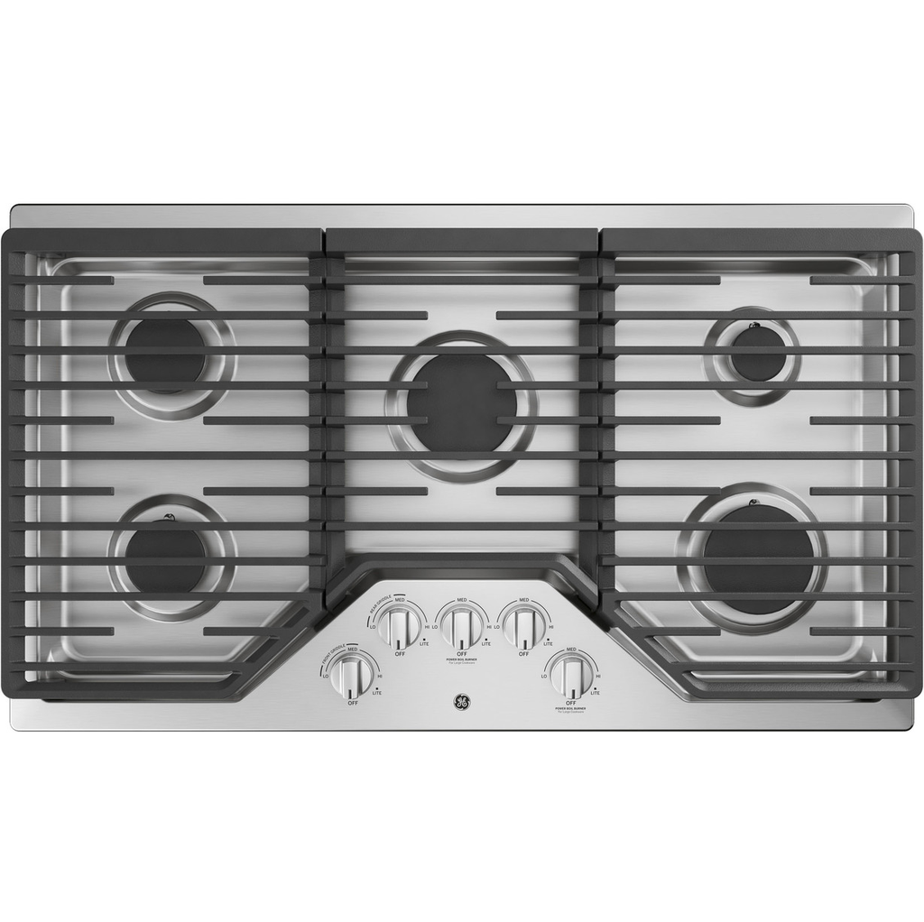 Tope A Gas 90 Cm GE Con Perillas Quemador Power Boil Y Quemador Max Empotrable Acero