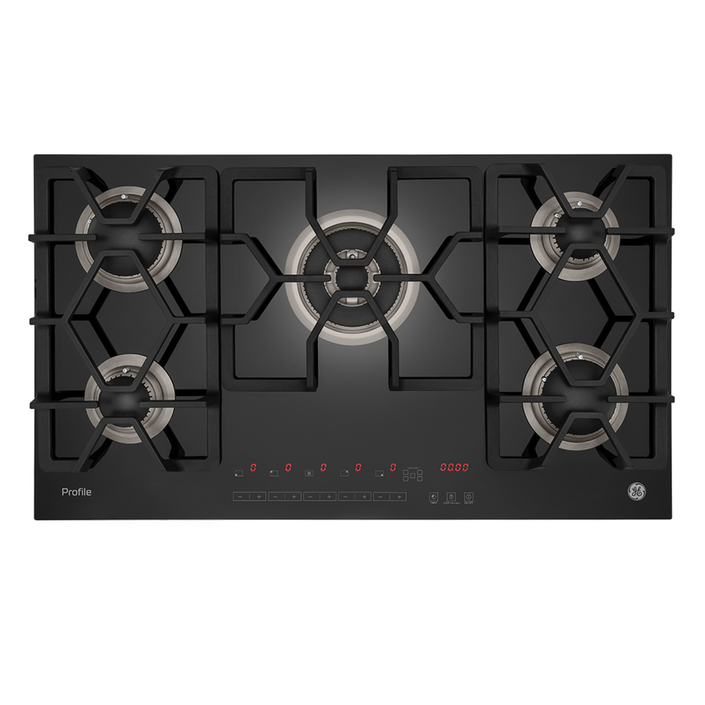 Tope A Gas 90 Cm GE Profile Control Tactil Panel Digital Vitroceramica Negro
