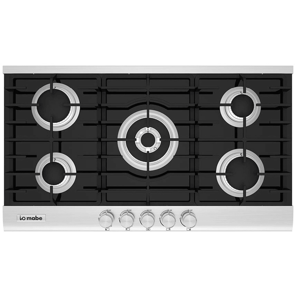 Tope A Gas 90 Cm IO Mabe Con Perillas Vitroceramica Negro Y Acero