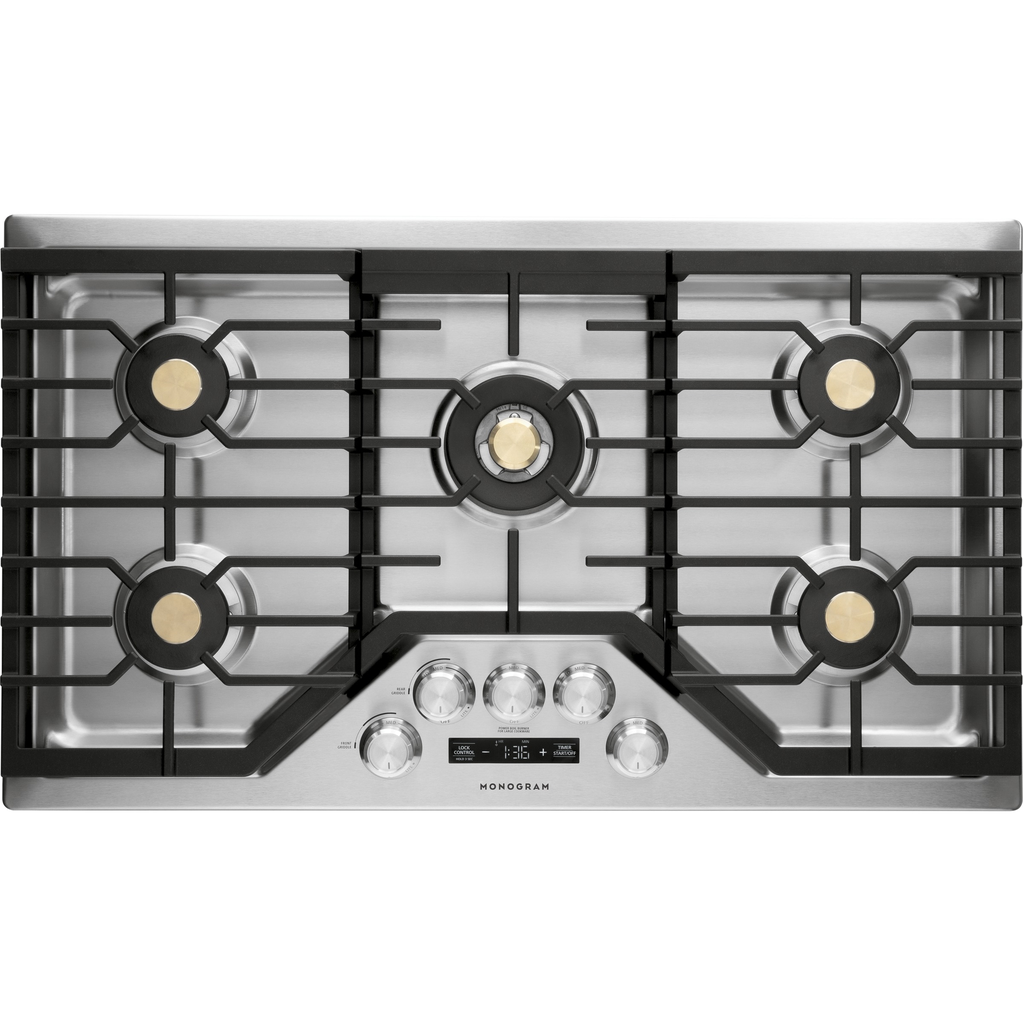 Tope A Gas 90 Cm Monogram Smart Con Bluetooth Perillas Quemadores Doble Llama Empotrable Acero