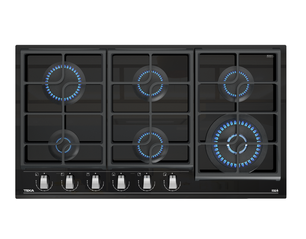 Tope A Gas 90 Cm Teka Con Perillas Quemador Doble Llama Funcion Exactflame Vitroceramica Negro