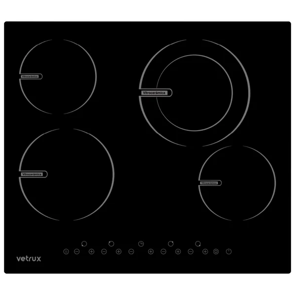 Tope Electrico 60 Cm Vetrux Prestige Temporizador Digital Vitroceramica Negro