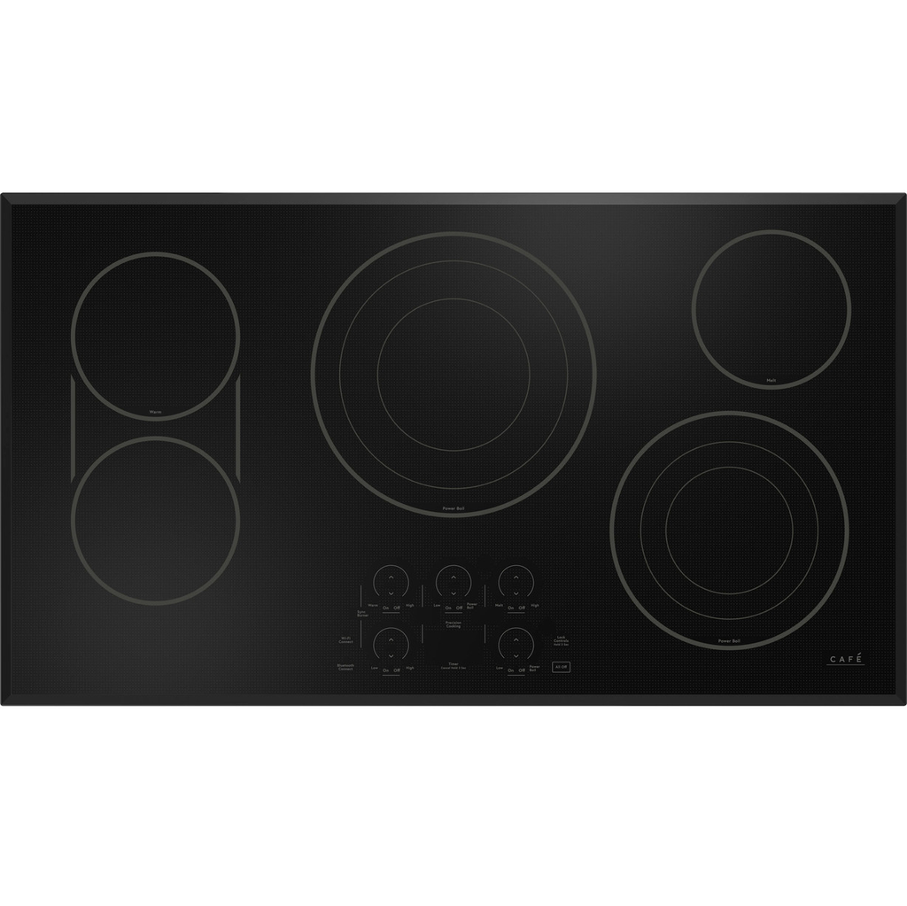 Tope Electrico 90 Cm Cafe Smart Con Bluetooth Quemador Triple Llama Control Tactil Deslizante Vitroceramica Negro