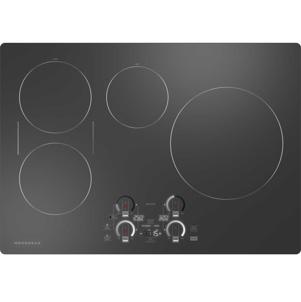 Tope Electrico 76 Cm Monogram De Induccion Con Wifi Tactil Temperatura De Precision Negro
