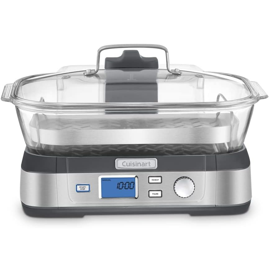 Vaporera De Alimentos Electrica Cuisinart CookFresh Con Olla De Vidrio Ajustes Preprogramados Acero