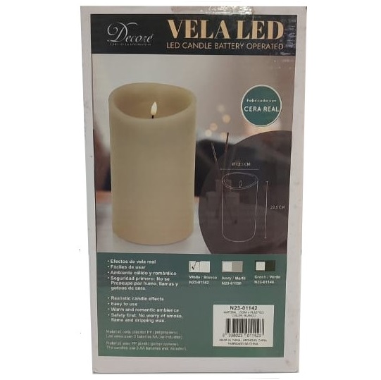 Vela Led Decorativa Decore De Cera 13 Cm Blanco