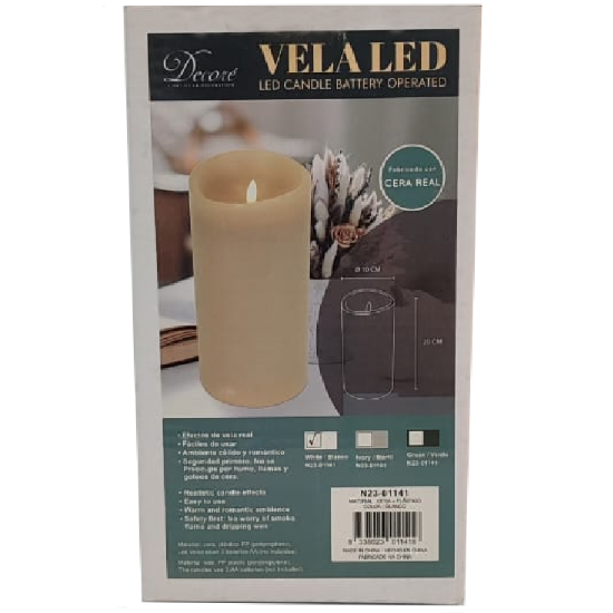 Vela Led Decorativa Decore De Cera 8 Cm Blanco