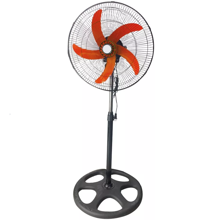 Ventilador De Pedestal Vene Hogar 46 Cm 5 Aspas Oscilante Negro Y Naranja