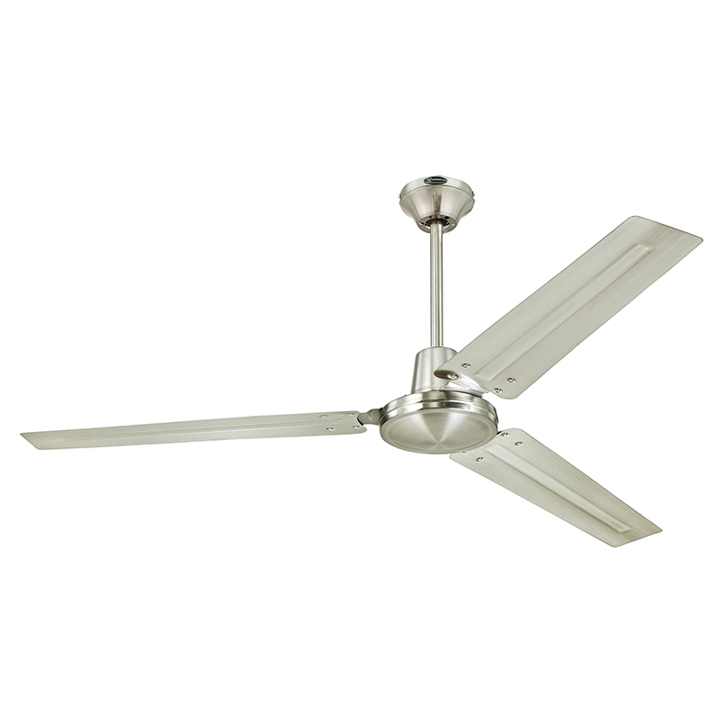 Ventilador De Techo Westinghouse Industrial 142 Cm 5 Vel Cm 3 Aspas Con Control De Pared Plateado
