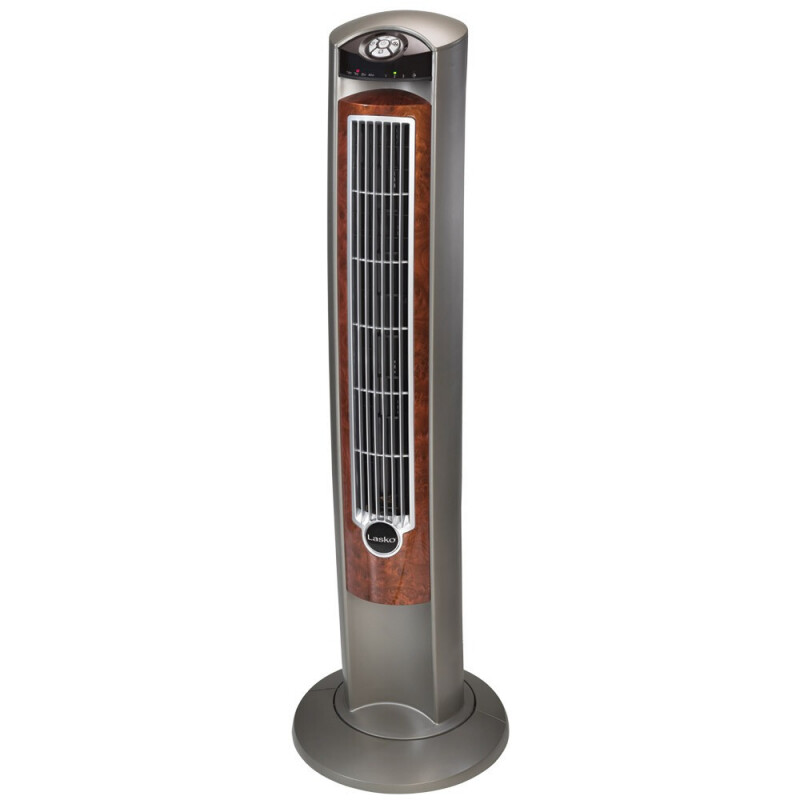 Ventilador De Torre Lasko 108 Cm 3 Vel Silencioso Portatil Con Control Plateado Y Marron