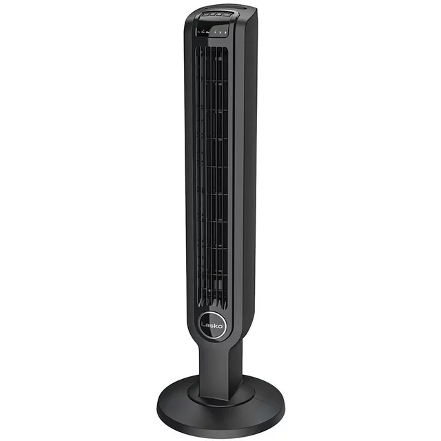 Ventilador De Torre Lasko 91 Cm 3 Vel Oscilante Con Control Apagado Automatico Negro