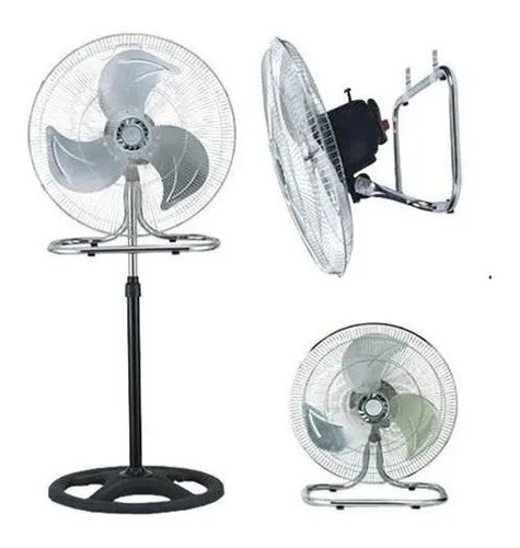 Ventilador Transformable Omega 45 Cm 3 Vel 3 Aspas 3 en 1 Plateado