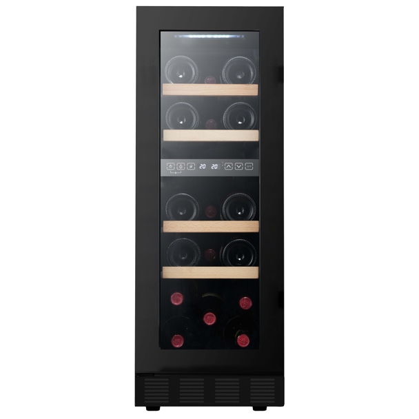 Vinera Tecnolam 30 Cm 20 Botellas Panel Tactil LED Luz Interior Doble Vidrio Negro