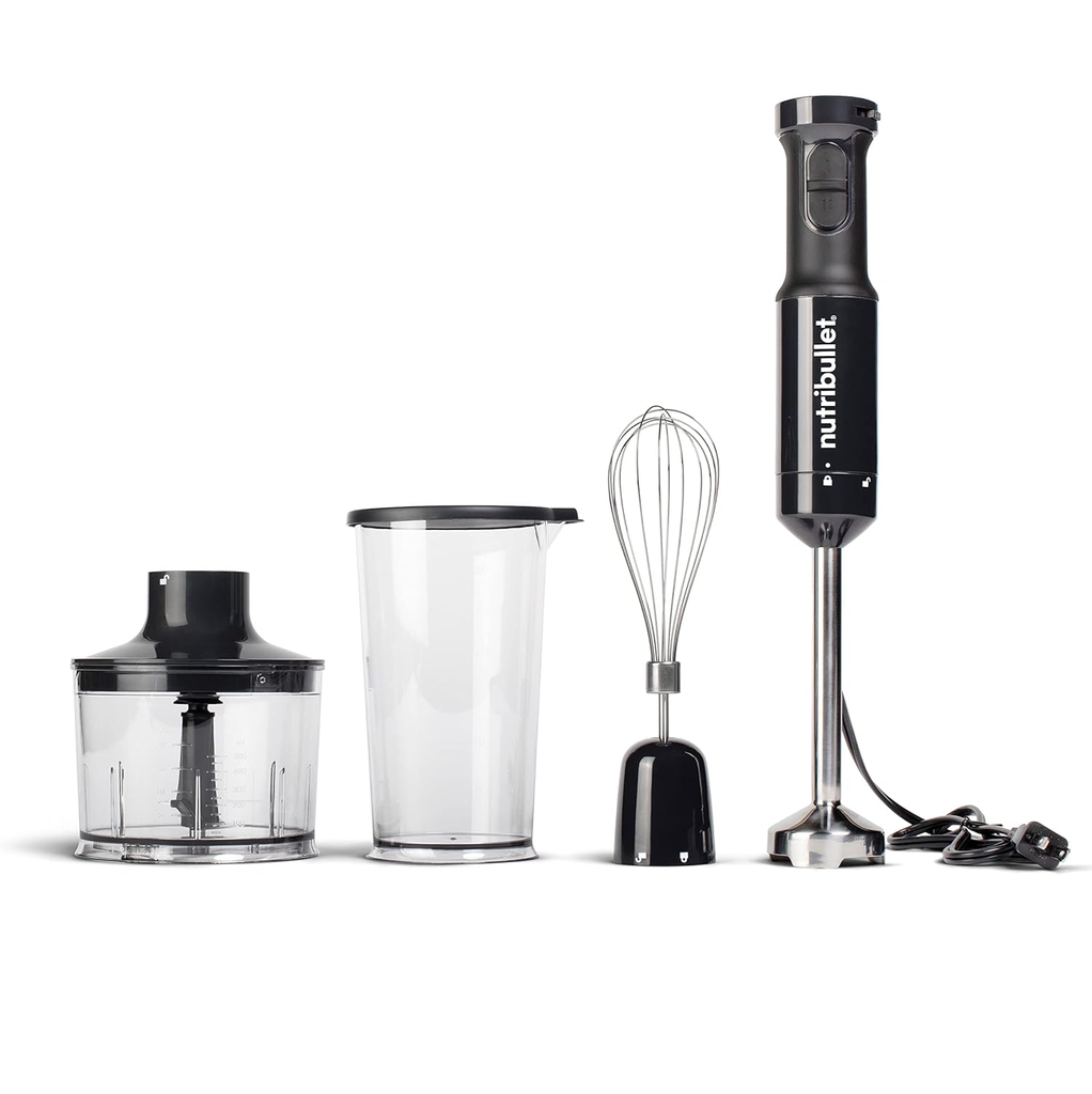 Batidora Inmersion Nutribullet Deluxe Con Procesador De Alimentos Y Batidor 350W Negro