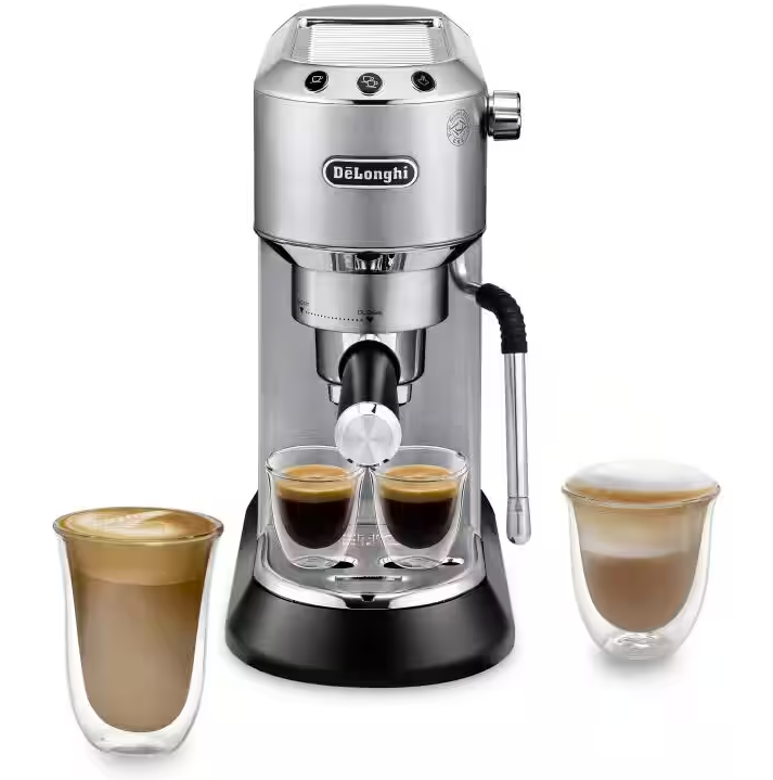 Cafetera Expreso Delonghi Dedica Arte 15 Bares Con Prensador Y Espumador My LatteArt Plateado