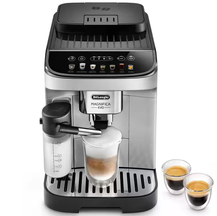 Cafetera Expreso Delonghi Magnifica Evo 15 Bares 7 Recetas Molino Ajustable Y Espumador Automatico Acero