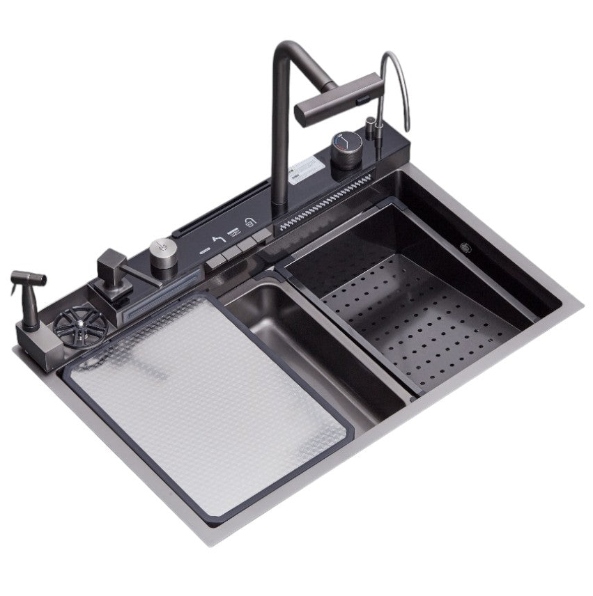 Fregadero Y Griferia Drija 76 Cm Con Sistema Antirreboso Antiruido Y Purificador de Agua Acero Satinado