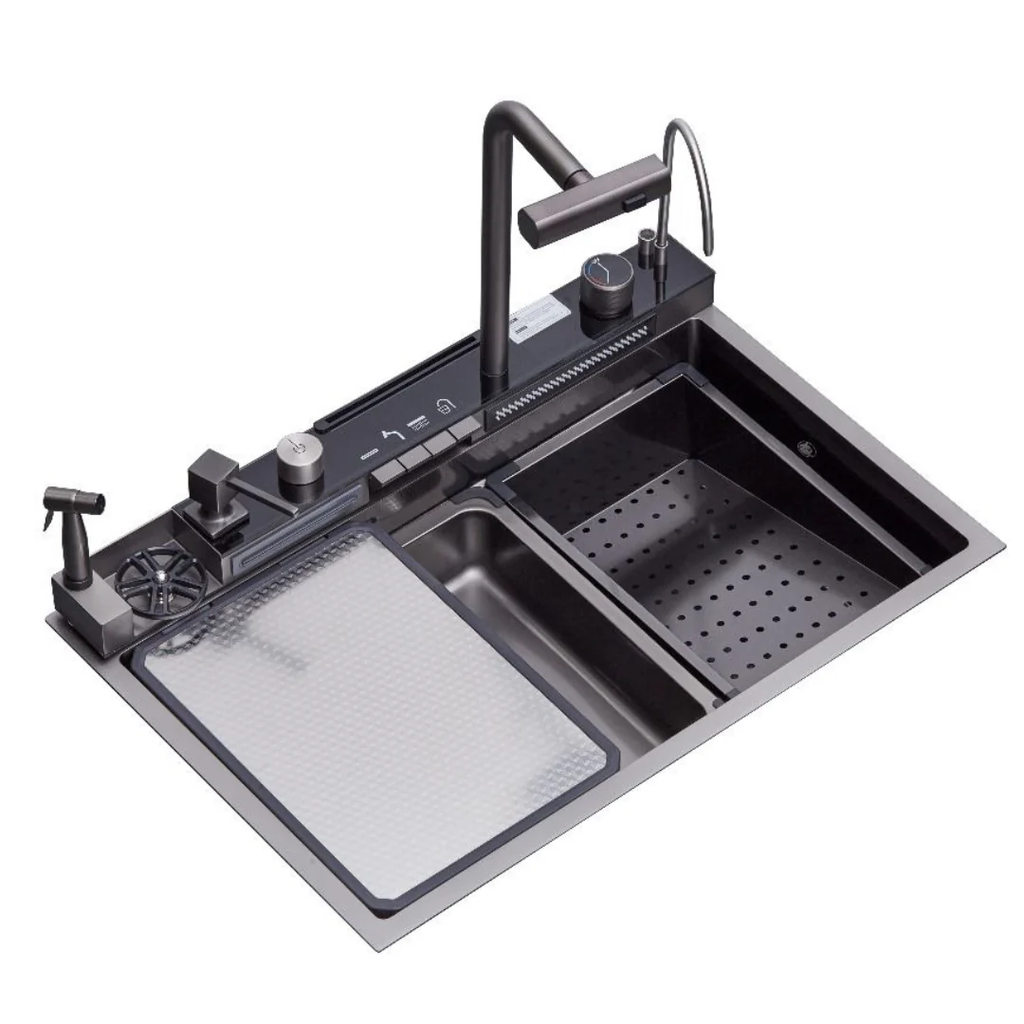 Fregadero Y Griferia Drija 84 Cm Con Sistema Antirreboso Antiruido Y Purificador de Agua Acero Satinado