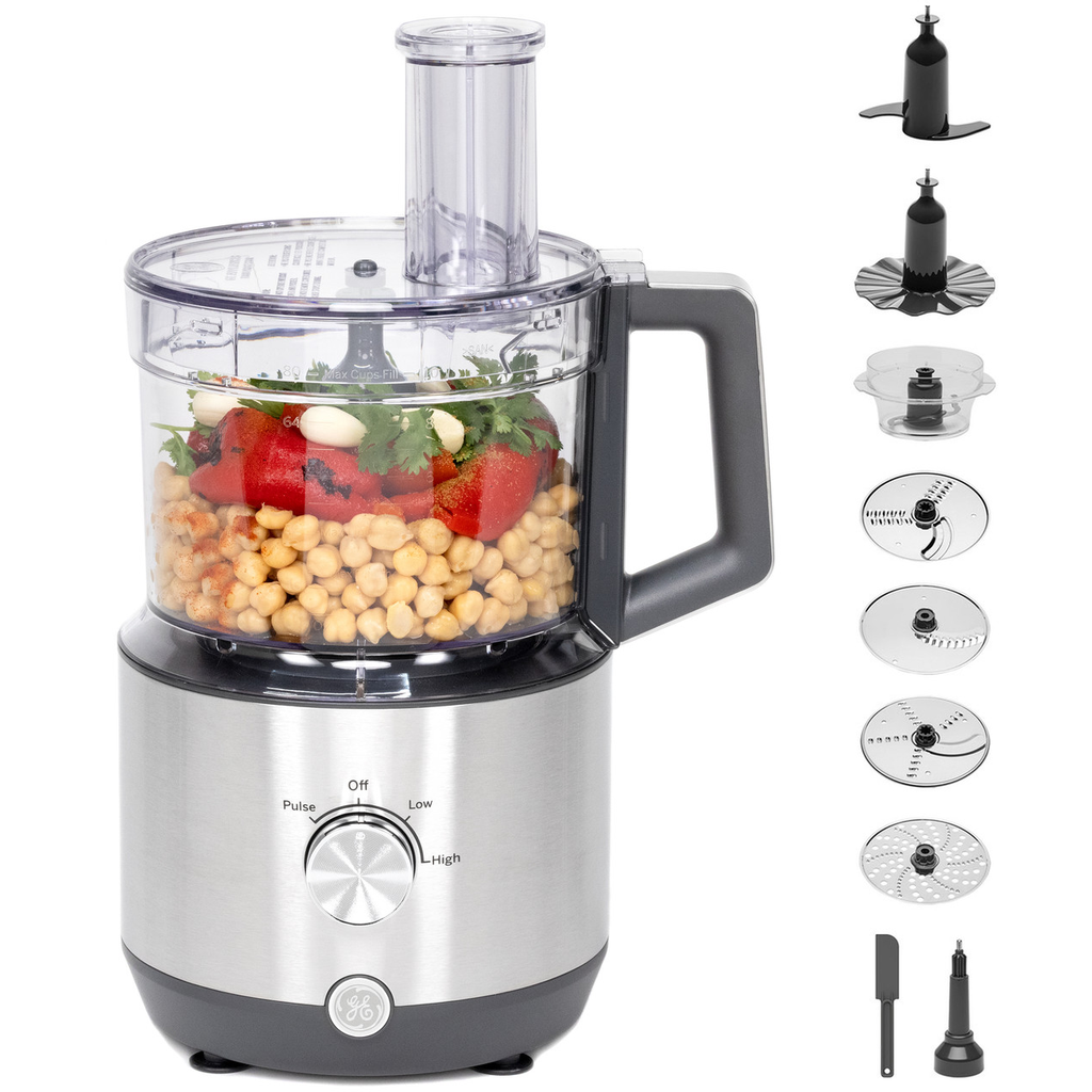 Procesador De Alimentos GE 12 Tazas 3 Vel Funcion De Pulso Con Discos Y Acc 550W Acero