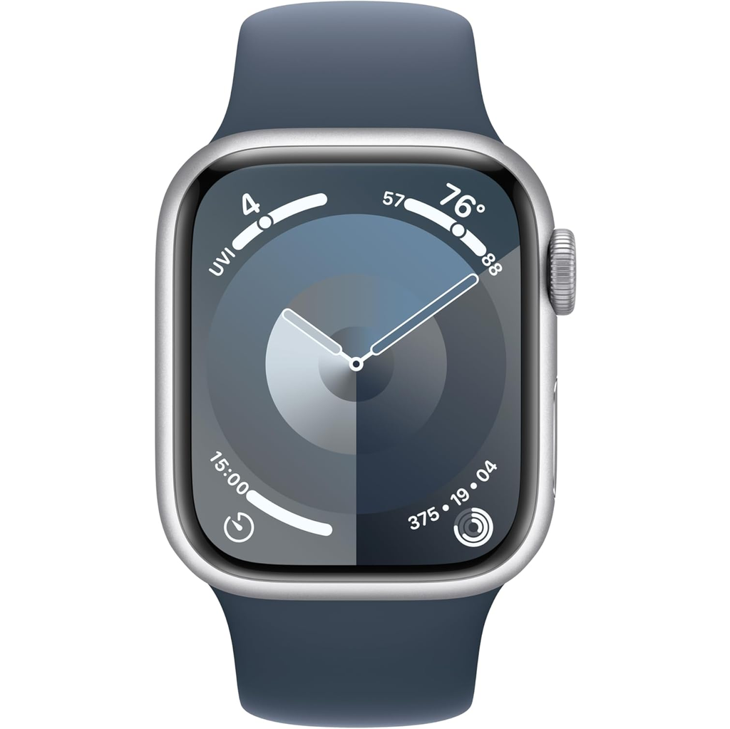 Reloj Apple Watch Series 9 1.6" Funcion Doble Toque Y Sensor De Oxigeno En Sangre M/L Plateado Y Azul