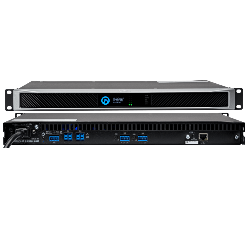 Amplificador De Audio Lea Connect Series Smart Con Wifi 2 Canales Cada Uno De 350W Negro Y Plateado