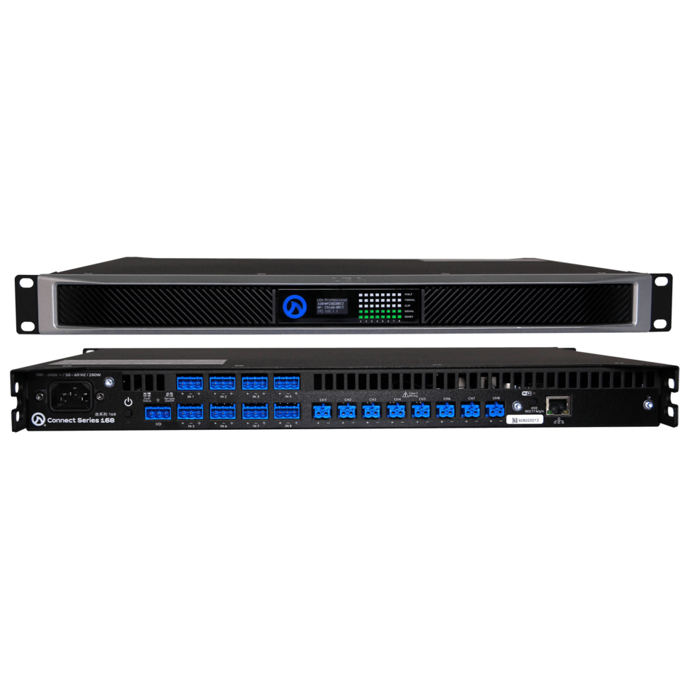 Amplificador De Audio Lea Connect Series Smart Con Wifi 8 Canales Cada Uno De 160W Negro y Plateado