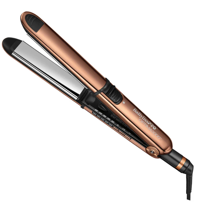 Plancha De Cabello Babyliss Pro Nano Titanium Optima 3000 Alisadora Y Rizadora 38 Mm 1 1/2" 465°F Dorado Rosa