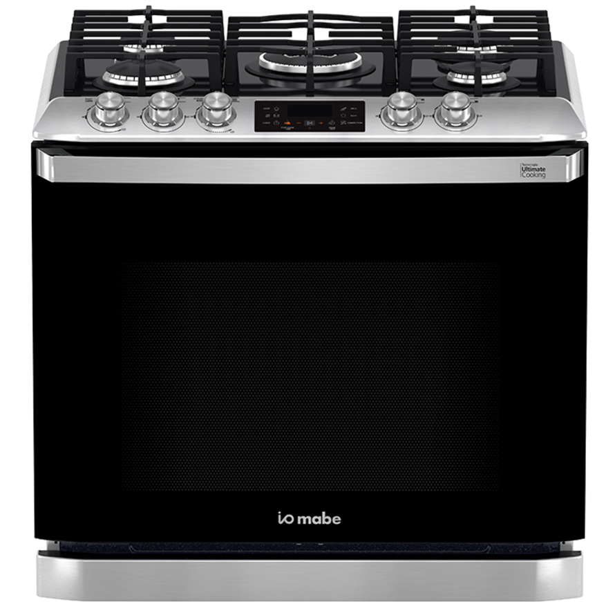 Cocina A Gas IO Mabe 80 Cm De Conveccion Dynamic Ring Tecnologia Ultimate Empotrable Negro y Plateado