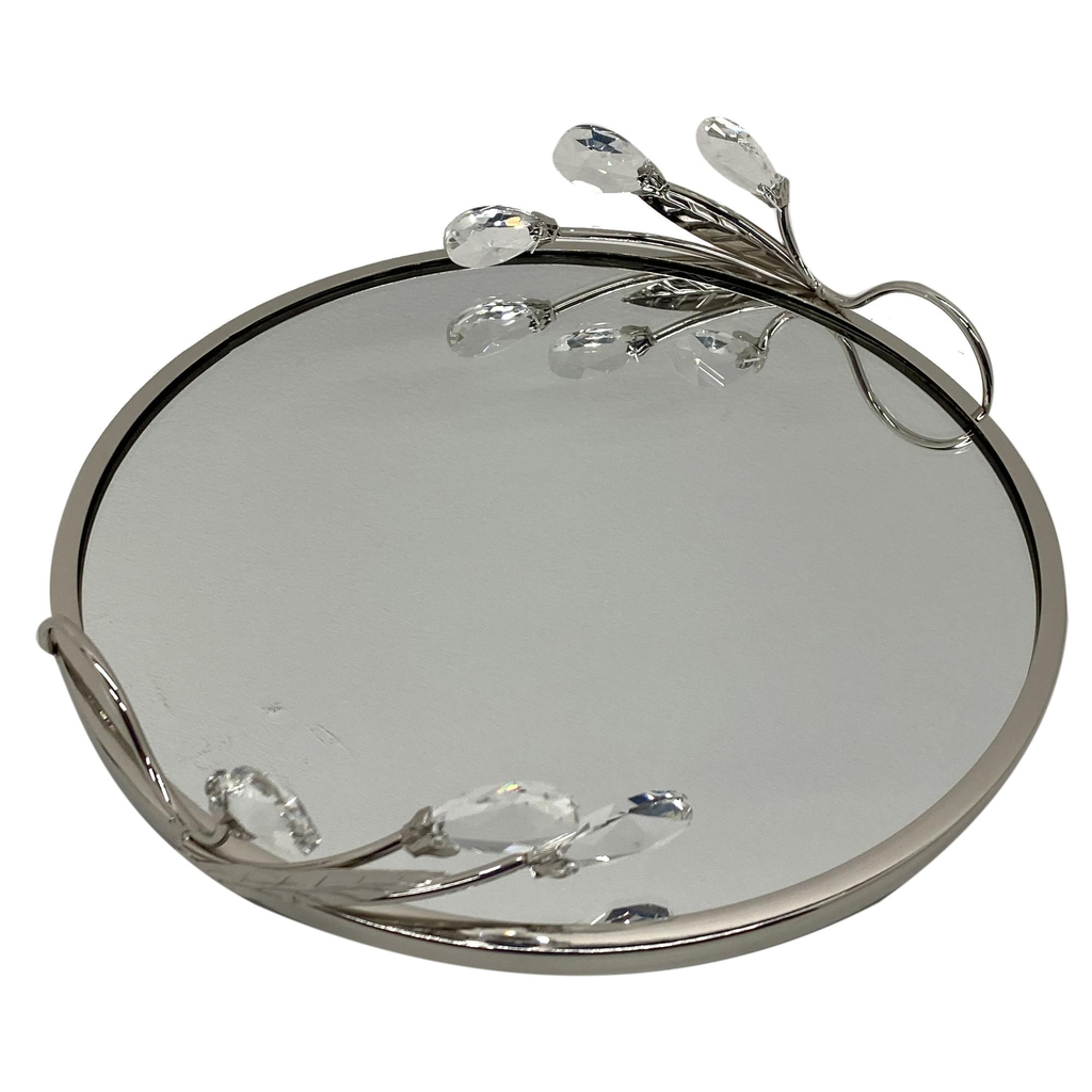 Bandeja Concepts Decorativa 39X25X7.5 Cm Con Cristales Plateado